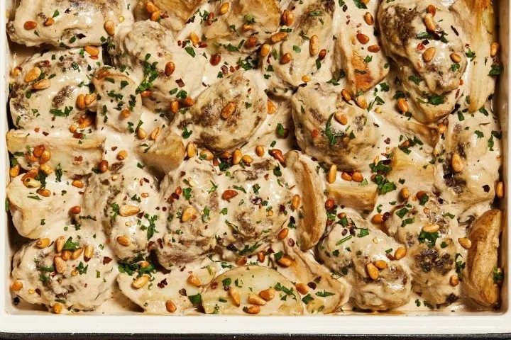 Middle Eastern Kofta & Tahini Bake