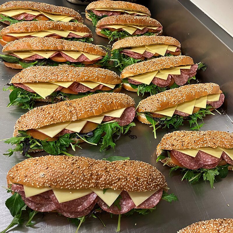 Chorizo salami baguette