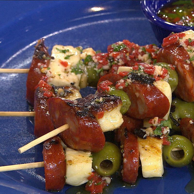 Chorizo & Haloumi skewers GF